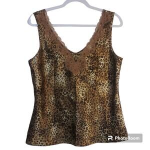 Vintage Expressions Y2k Leopard California Dynasty Lace Sleeveless Tank Size L